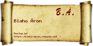 Blaho Áron névjegykártya